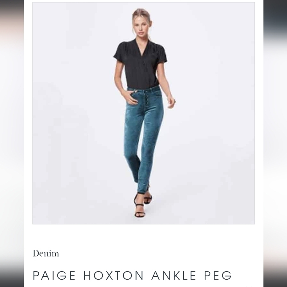 Paige ,Green Velvet Hoxton Ankle Peg Jeans - Size 27